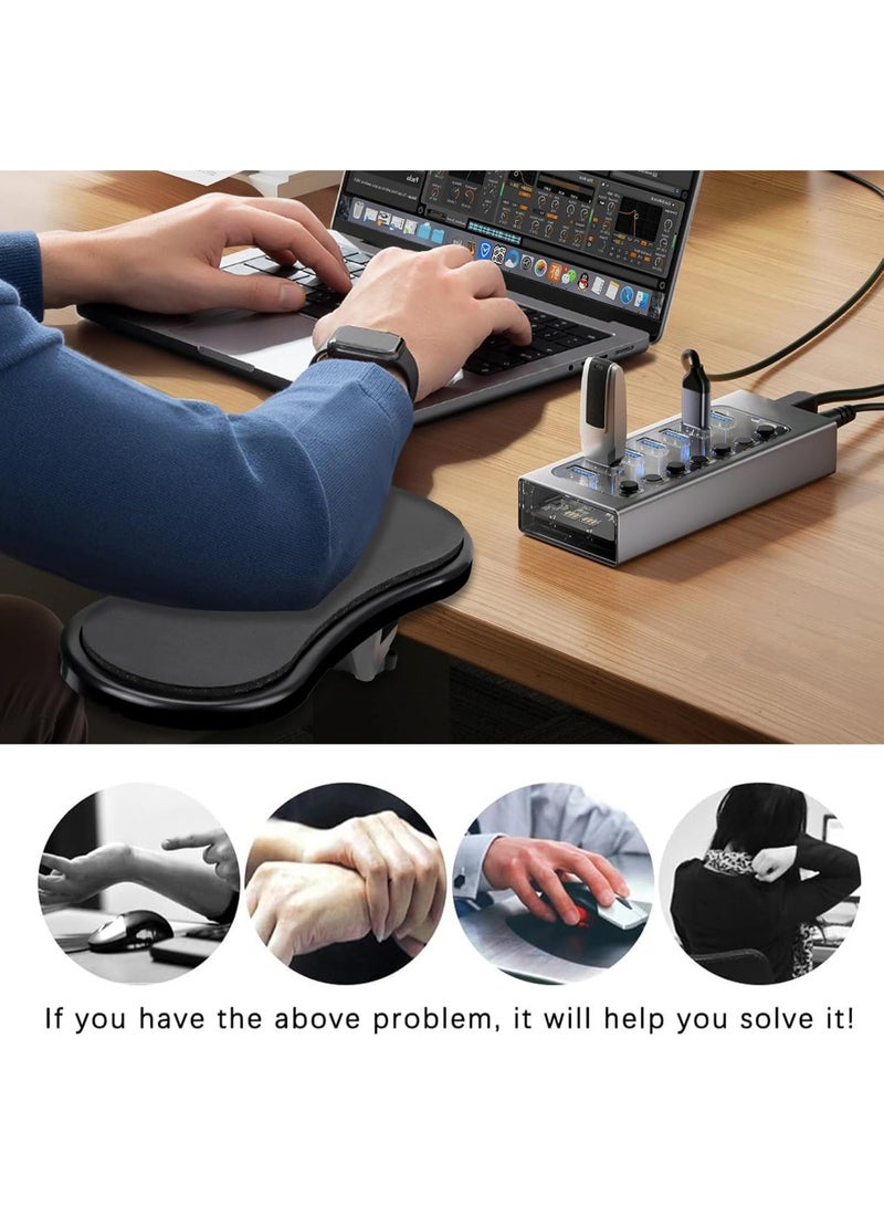 Computer Arm Rest for Desk Extender, Adjustable Rotating Armrest Desk Holder, Ergonomics Wrist Support Pad, Elbow Rest Bracket Shelf for Mouse & Keyboard for Home & Office - Image 4